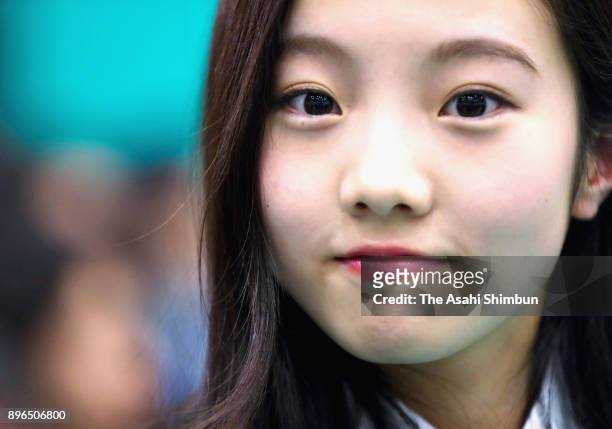 Marin Honda attends the draw ahead of the 86th All Japan Figure Skating Championships at the Musashino Forest Sports Plaza on December 20, 2017 in...