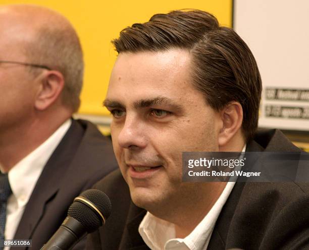 Frédéric Maire at the pressconference where he is appointed as the new art director of the Filmfestival Locarno, at the filmfestivals press centre,...
