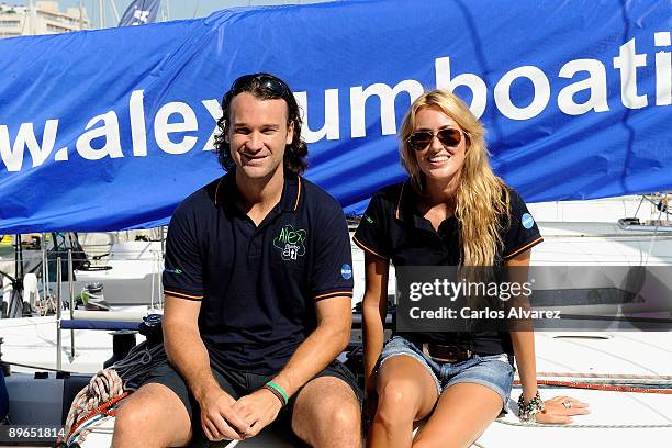 Spanish actress Carolina Cerezuela and her boyfriend Carlos Moya pose on board of "Alex Rumbo a Ti" during 28th Copa del Rey Audi Sailing Cup on...