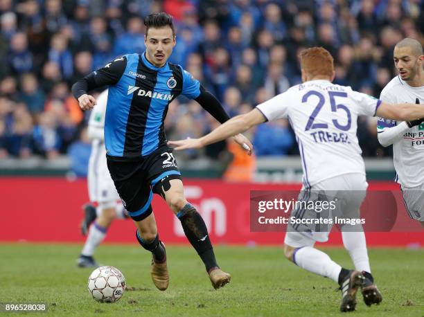 Dion Cools of Club Brugge, Adrien Trebel of RSC Anderlecht during the Belgium Pro League match between Club Brugge v Anderlecht at the Jan Breydel...