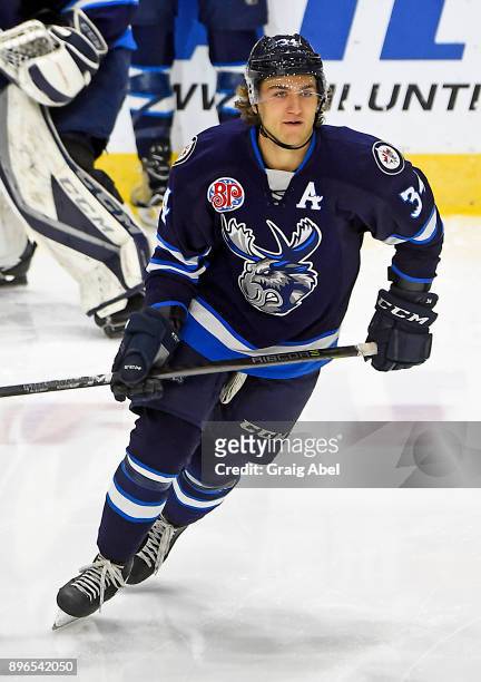Lipon of the Manitoba Moose skates in warmup prior to a game against the Toronto Marlies on December 17, 2017 at Ricoh Coliseum in Toronto, Ontario,...