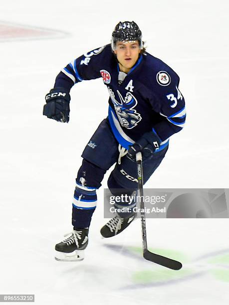 Lipon of the Manitoba Moose skates in warmup prior to a game against the Toronto Marlies on December 17, 2017 at Ricoh Coliseum in Toronto, Ontario,...