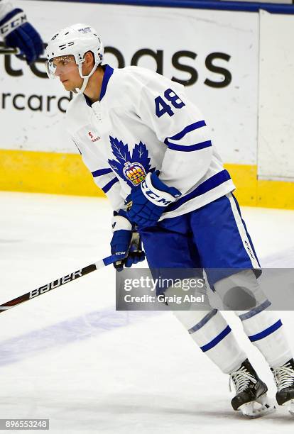 Calle Rosen of the Toronto Marlies skates in warmup prior to a game against the Manitoba Moose on December 17, 2017 at Ricoh Coliseum in Toronto,...