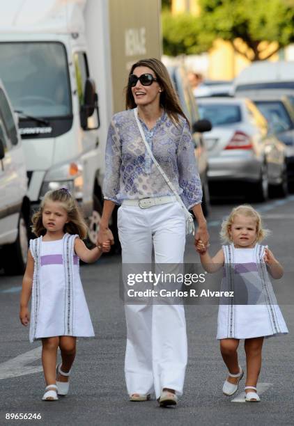 Princess Letizia of Spain and her daughters, Leonor and Sofia arrive to the Real Club Nautico de Palma during the 28th Copa del Rey Audi Sailing Cup...