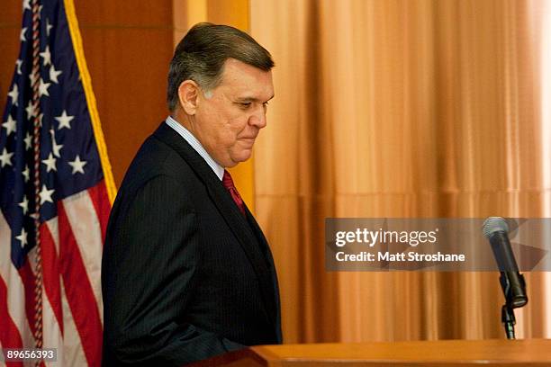 Sen. Mel Martinez announces his resignation at the Orlando International Airport August 7, 2009 in Orlando, Florida. Martinez said that he will stay...