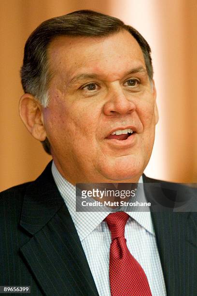 Sen. Mel Martinez announces his resignation at the Orlando International Airport August 7, 2009 in Orlando, Florida. Martinez said that he will stay...