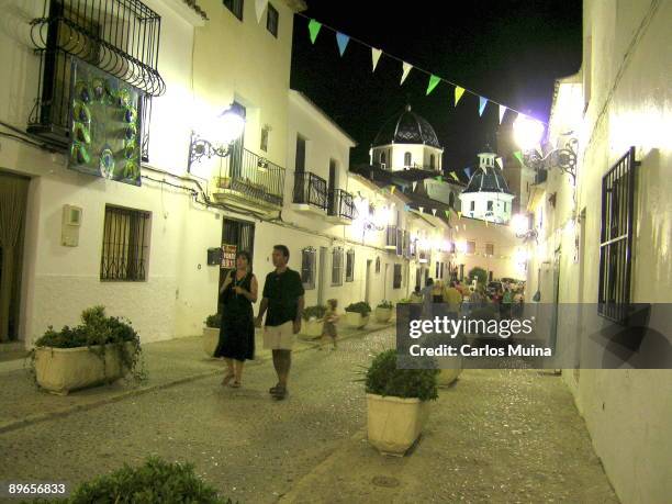 Altea. Alicante. Night ambiance in the old town.