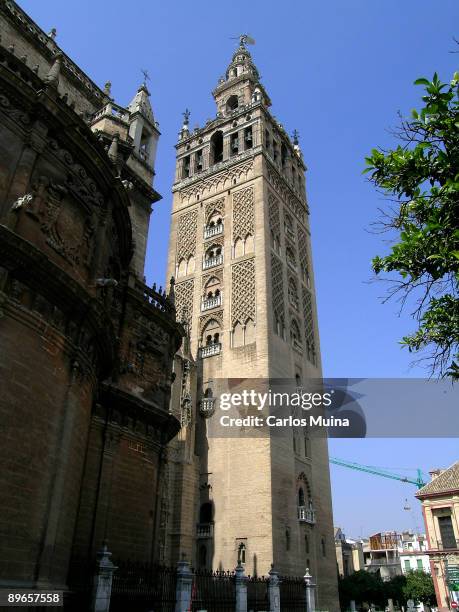 Seville, Andalusia . The Giralda Tower, in Arab Almohade style.
