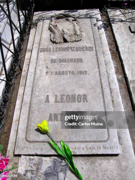 Soria, Castilla y Leon Tomb of Mrs Leonor Izquierdo, wife of the famous spanish poet Antonio Machado, in the cemetery of the Nuestra Senora del...