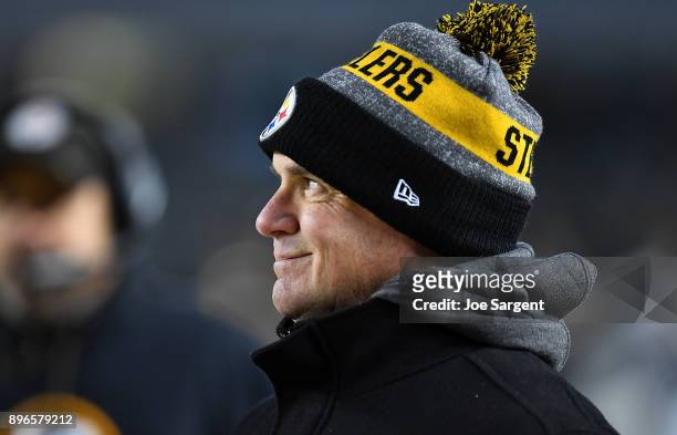 General manager Kevin Colbert of the Pittsburgh Steelers looks on against the Baltimore Ravens at Heinz Field on December 10, 2017 in Pittsburgh,...
