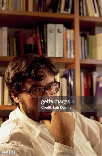 Juan Manuel de Prada writer Portrait of the writer in the library of their house