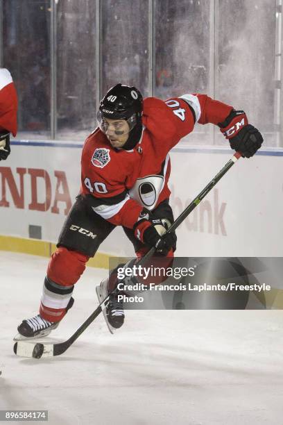 Gabriel Dumont of the Ottawa Senators skates with the puck against the Montreal Canadiens at the 2017 Scotiabank NHL 100 Classic at Lansdowne Park on...