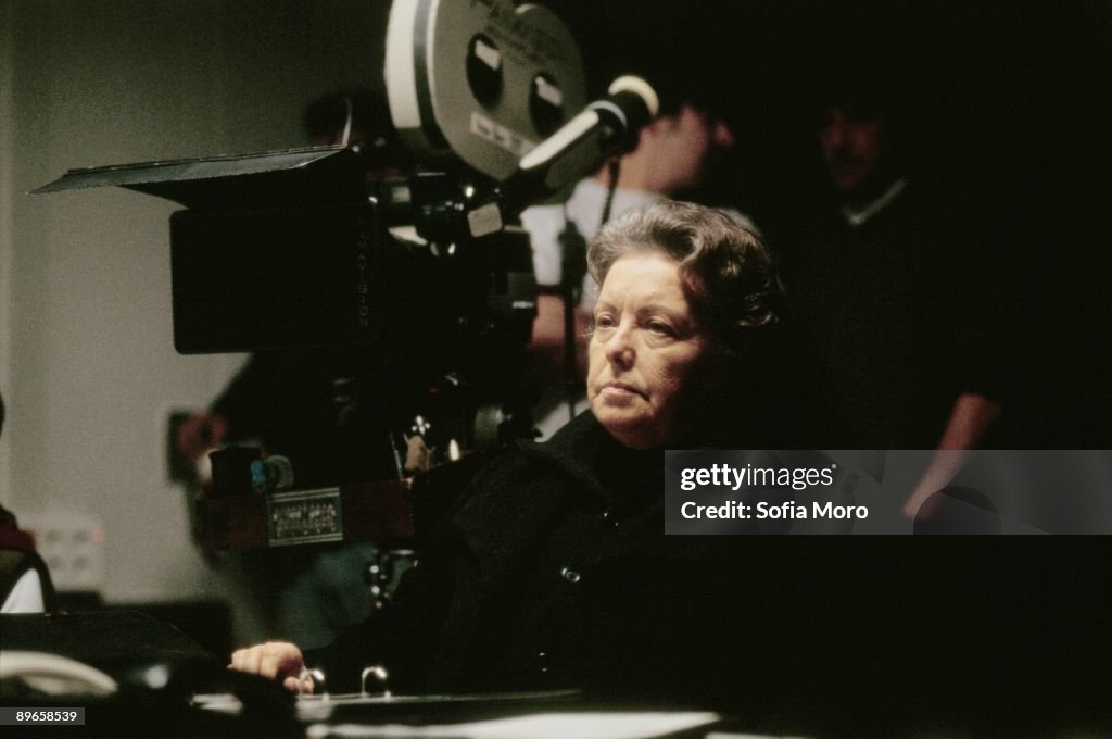 María Galiana, actress Next to a cinema camera during the filming of a sequence of a movie
