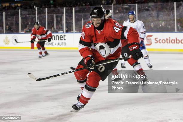 Gabriel Dumont of the Ottawa Senators skates against the Montreal Canadiens at the 2017 Scotiabank NHL 100 Classic at Lansdowne Park on December 16,...