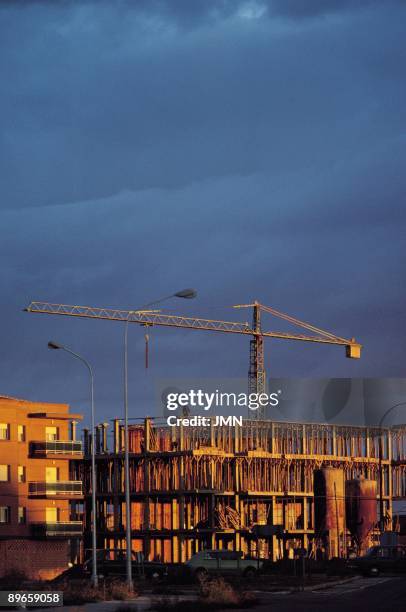 Alcazar de San Juan. Ciudad Real A building of housings in construction to the outskirts of the city