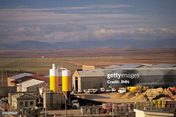 Alcazar de San Juan. Ciudad Real Aerial view of the facilities and factories of the industrial area