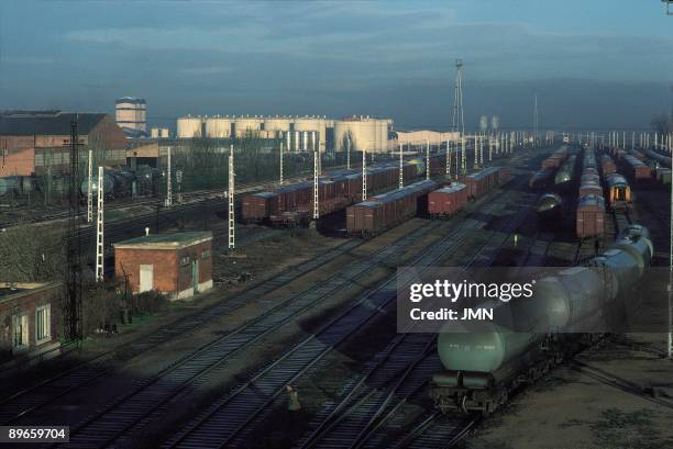 Terminal of classification of goods Panoramic view of the terminal of classification of goods in the railway station of Alcazar de San Juan. Ciudad...