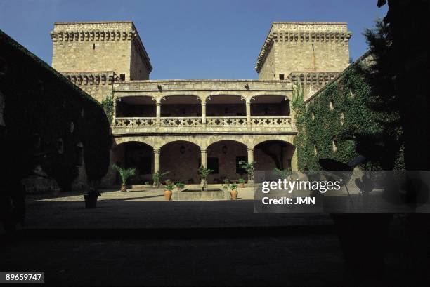 Parador of tourist Carlos V. Jarandilla. Caceres View of the patio of the hotel, located in an old castle from the XV century and near to the...
