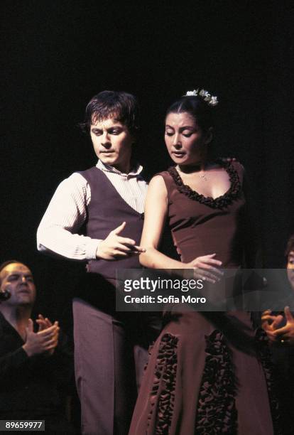 Performance of the flamenco dancers Sara Baras and Javier Baron Together in a flamenco show