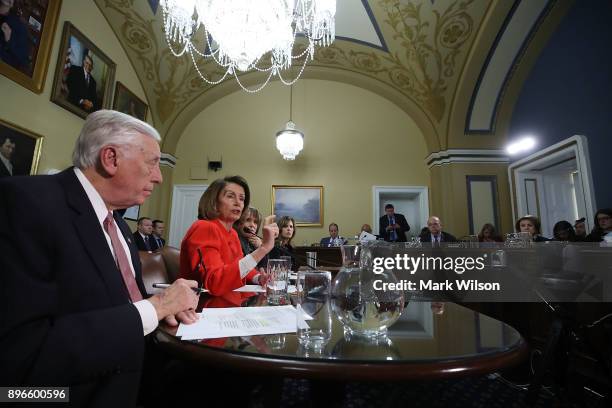 House Minority Leader, Nancy Pelosi , and House Minority Whip, Steny Hoyer attend a House Rules Committee meeting as negotiations continue on funding...