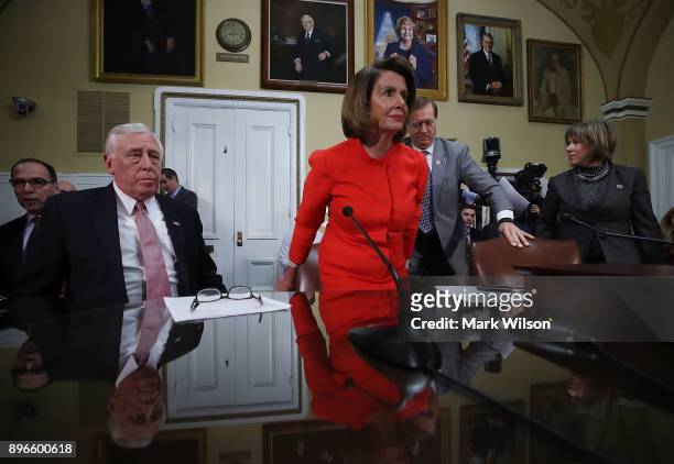House Minority Leader, Nancy Pelosi , and House Minority Whip, Steny Hoyer participate in a House Rules Committee meeting as negotiations continue on...