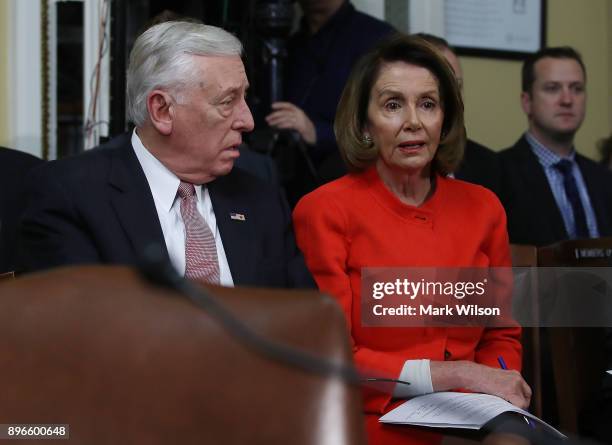 House Minority Leader, Nancy Pelosi , and House Minority Whip, Steny Hoyer attend a House Rules Committee meeting as negotiations continue on funding...