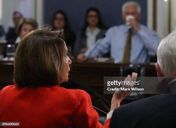 House Minority Leader Nancy Pelosi speaks during a House Rules Committee meeting as negotiations continue on funding the government to avert a...