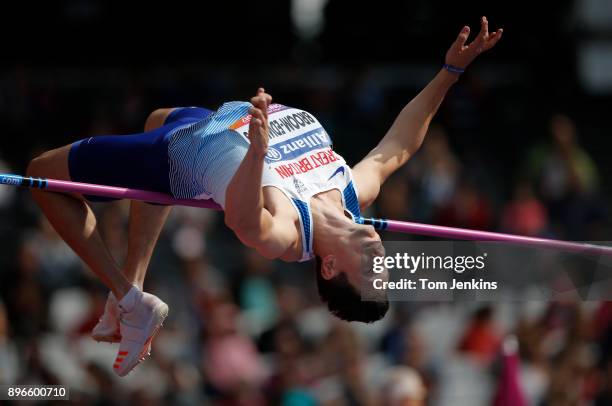 Jonathan Broom-Edwards of Great Britain clears the bar on his way to winning silver in the men's high jump T44 final during the World Para Athletics...