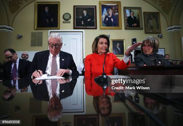 House Minority Leader, Nancy Pelosi , , House Minority Whip, Steny Hoyer , and Rep. Michelle Lynn Lujan Grisham , participate in a House Rules...