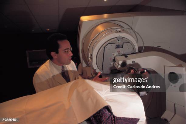 Radiotherapy session A cancer sick person takes a radiotherapy session