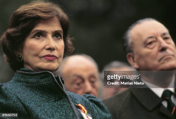 Carmen Franco, daughter of the general Francisco Franco With the FN politician Blas Pinar