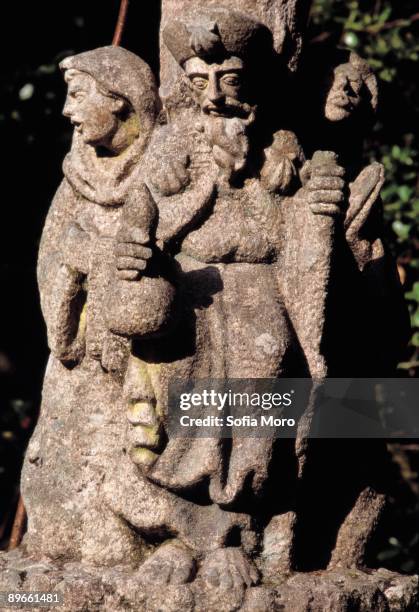 Spa of Mondariz, ruins of the Great Hotel Detail of religious sculptures that are remains of the Great Hotel. Spa of Mondariz, Pontevedra province