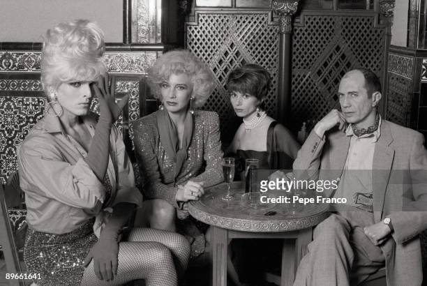 Shooting of ´High Heels´ by Pedro Almodovar From left to right the actors, Miguel Bose , Marisa Paredes, Victoria Abril and Feodor Atkine