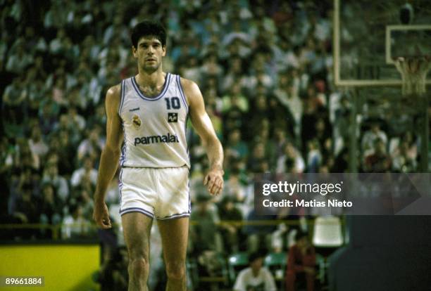 Fernando Martin, basketball player of the Real Madrid, at a match