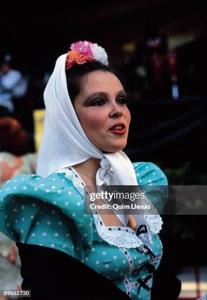 Chulapa, woman in typical dress Woamn with Madrid typical suit