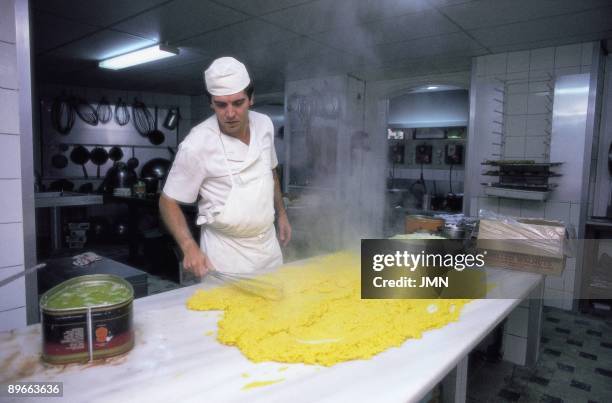 Camilo de Blas Sweet shop A man expands the mass on a table in the Camilo de Blas sweet shop. Oviedo