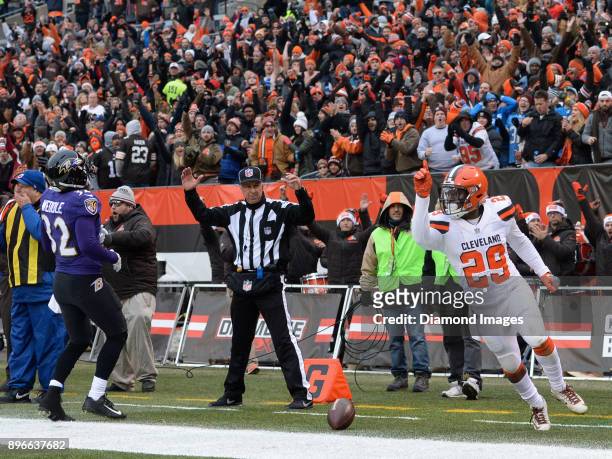 Running back Duke Johnson Jr. #29 of the Cleveland Browns celebrates after scoring on a rushing touchdown in the second quarter of a game on December...
