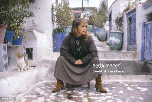 Pepa Flores, Marisol, actress Seated on a chair in the neighborhood of the Sacromonte