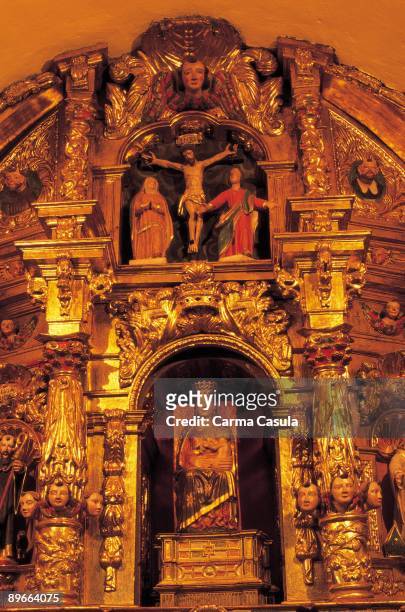 Hermitage of Santa Maria. Lebena. Cantabria Detail of the magnificent altarpiece of the XV century of the interior of the hermitage , the best...