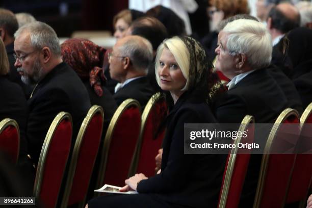 Us ambassador Callista Gingrich and her husband Newt Gingrich attend the funeral for disgraced US Cardinal Bernard Law former Archbishop of Boston at...