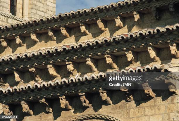 San Martin Church of Fromista Detail of the cantilevers of the roof of the church of San Martin in Fromista. 11th century , in romanic style ....