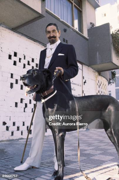 Jaime de Mora y Aragon, aristocrat Jaime de Mora yAragon walks his dog on the streets of Marbella