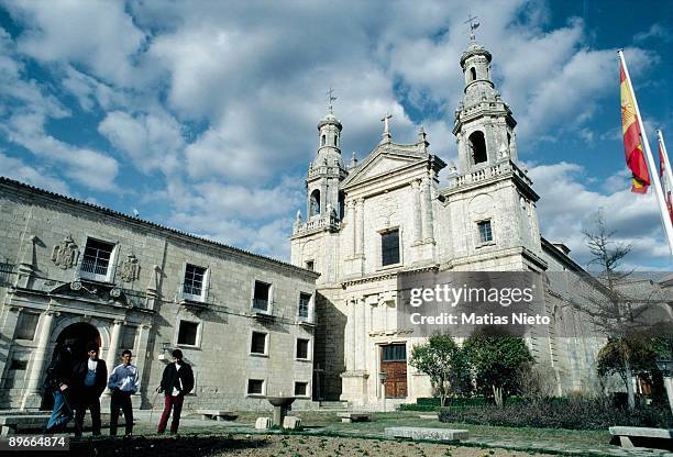 monastery of santa mari de la espina facade of the chruch and monastery of santa maria de la espina in castromonte. 12th -13th and later centuries. valladolid province - valladolid spanish province stock pictures, royalty-free photos & images