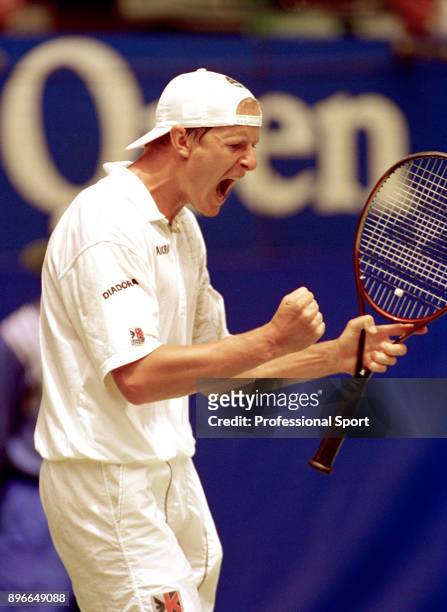 Yevgeny Kafelnikov of Russia celebrates during the Australian Open Tennis Championships at Flinders Park in Melbourne, Australia circa January 1996.