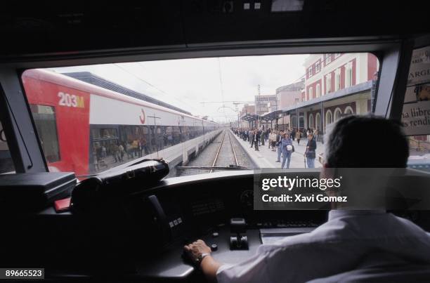 Railway Station of Mataro from the driver´s of trains booth View of the Railway Station of Mataro from the driver´s of trains booth . Barcelona...