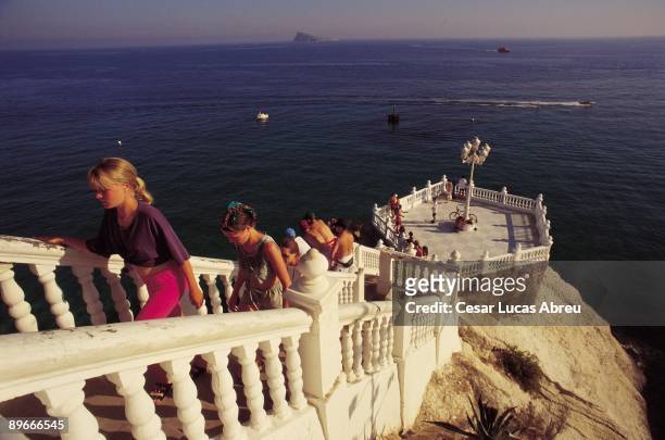 Benidorm. Alicante Tourists in the mirador most popular of this city, the biggest tourist center in the Mediterranean