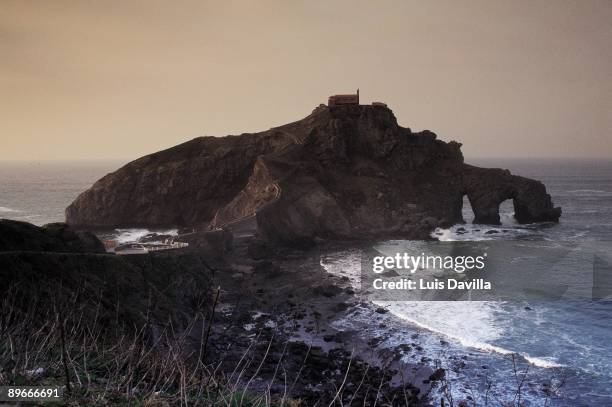 Lighthouse of San Juan de Gaztelugatxe Panoramic view of the lighthouse of San Juan of Gaztelugatxe at dusk, Biscay province