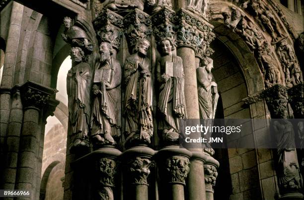 Cathedral of Santiago de Compostela. La Coruna. Portico de La Gloria. The Cathedral of Santiago is a key Romanesque work in Spain. The Portico de la...