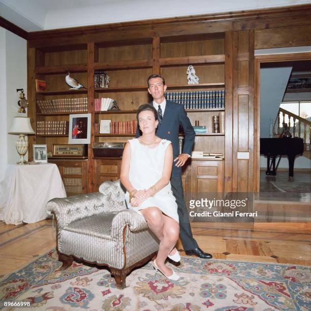 Pilar de Borbon with her husband Luis Gomez de Acebo in their Home.
