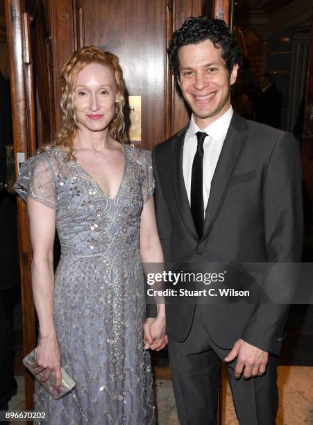 Theatre actor Angela Christian and theatre and film director Thomas Kail attend the opening night of 'Hamilton' at Victoria Palace Theatre on...